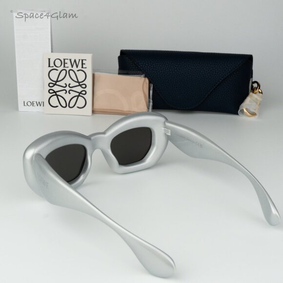 Loewe Women Sunglasses LW40117I 20C Silver Grey Smoke Mirror Cat Eye BRAND NEW - Picture 7 of 10